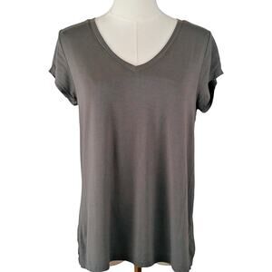 FP Free People Bamboo V-Neck T-Shirt Gray Buttery Soft SMALL